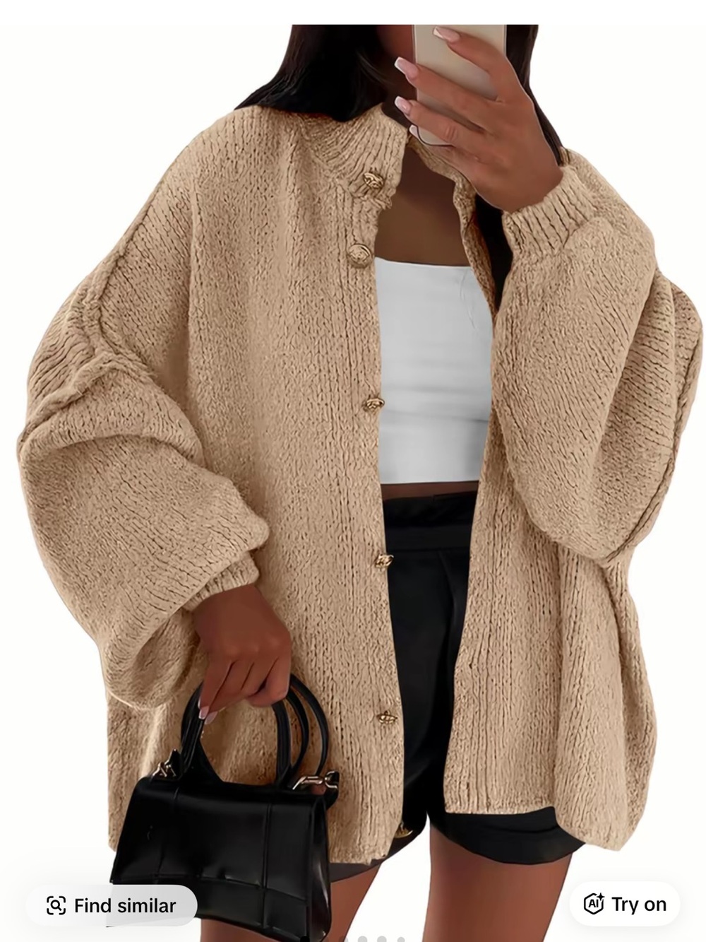 Cozy Oversized Knit Cardigan - Beige/Apricot TikTok